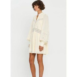 KIVARI NWT Tana Mini Dress in Natural Cream Size 4 Balloon Sleeve Cotton Resort